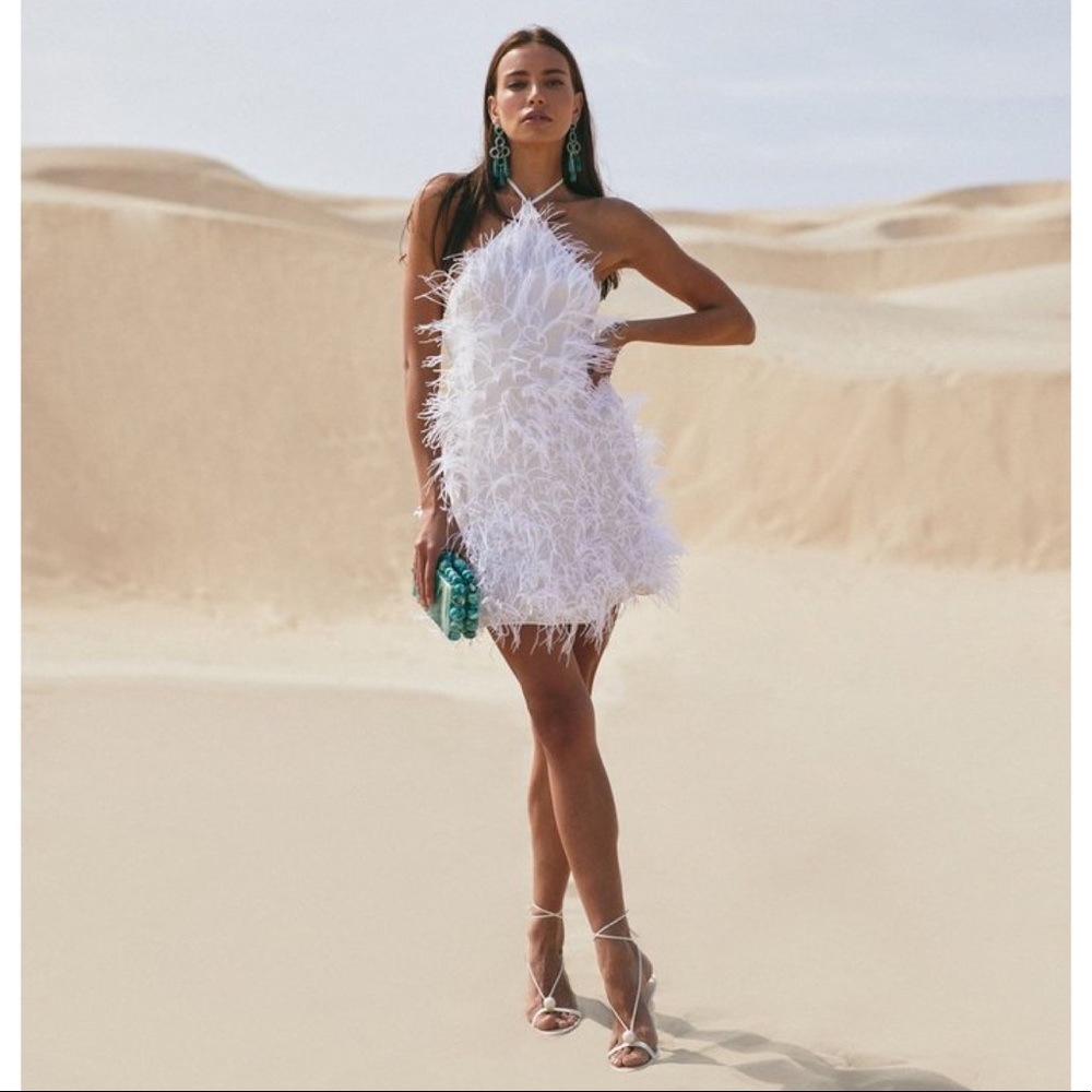 NEW Cult Gaia Vale Feather Dress Wedding Cocktail
